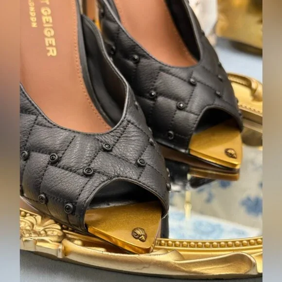 🆕 KURT GEIGER LONDON 🧿 NWOB Regent Crystal Mule Gold Point Heel - Picture 10 of 10